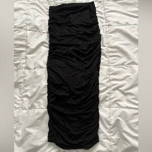 Black Ruched Pencil Skirt